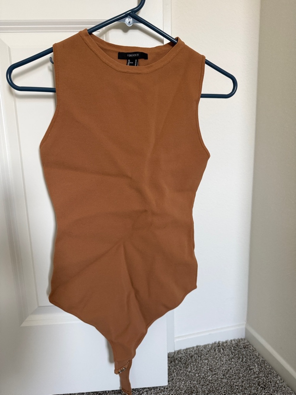 Forever 21 Ribbed Sleeveless Bodysuit in Rust